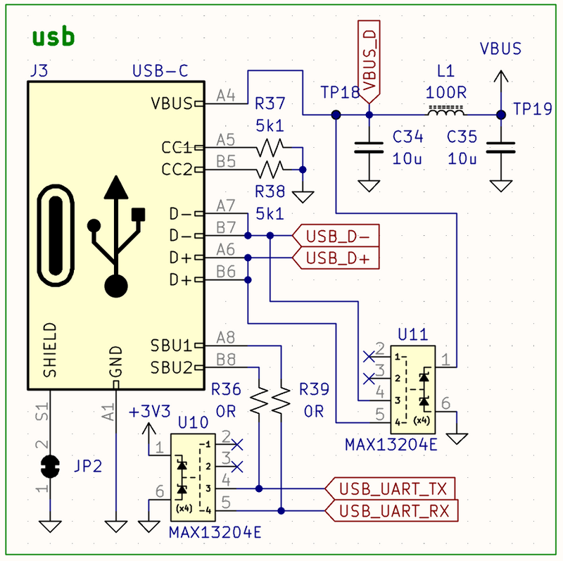Circuit of the USB-C charging port